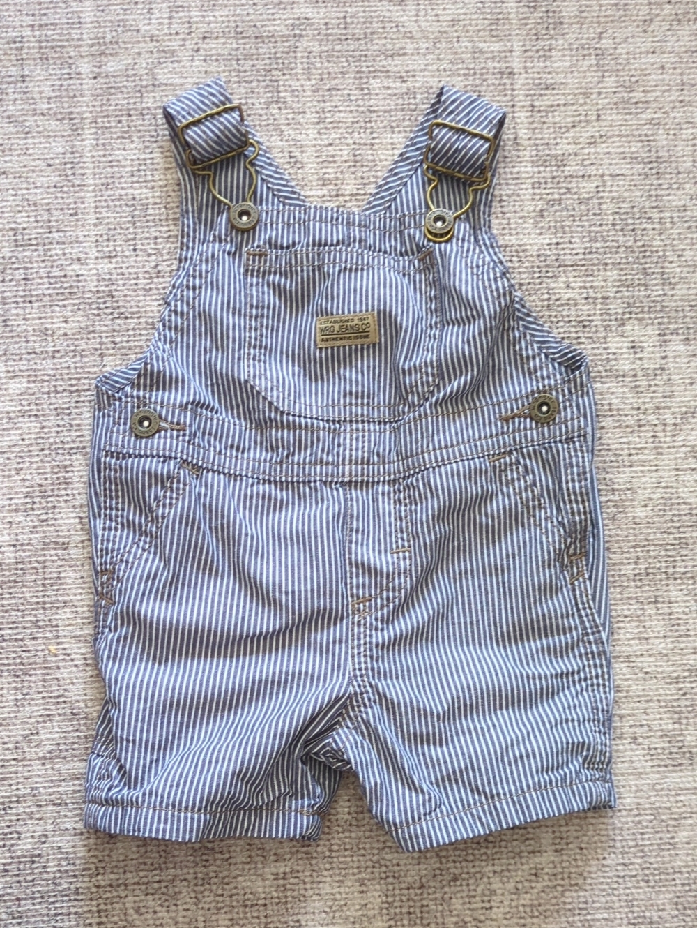 Wrangler Blue & White Pinstripe Kids Shortalls
